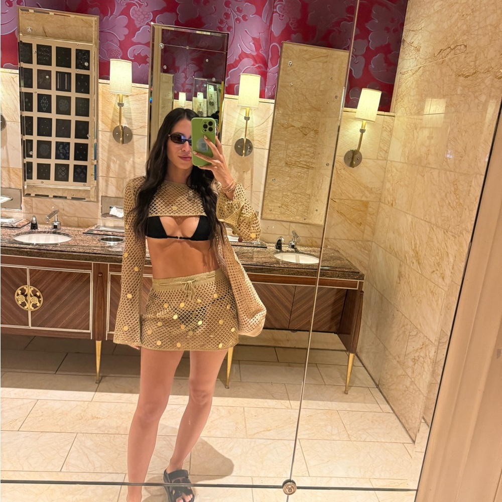 SHEIN Gold Knit Mini Skirt Set - Picture 7 of 7